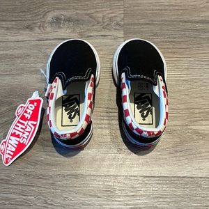 Toddler size 4 red and white checkered Vans.